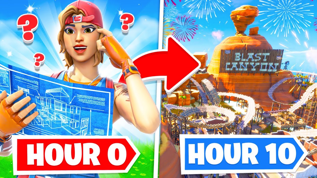 I gave 10 Fortnite players TEN HOURS to build me a THEME PARK...