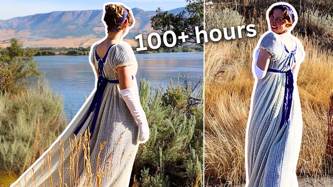 I spent a ✨month✨ knitting my dream regency dress