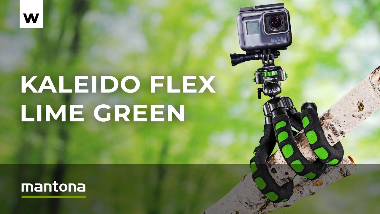 Mantona Kaleido Flex Stativ lime green - flexibel biegbar - mit Kugelkopf und Schnellwechselplatte