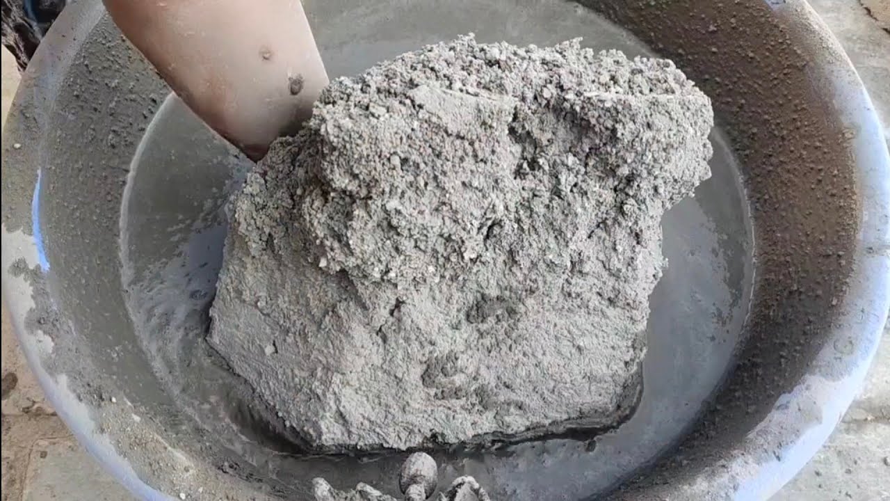sand cement with white stones crispy crumbling in water 💦💦//Asmr//