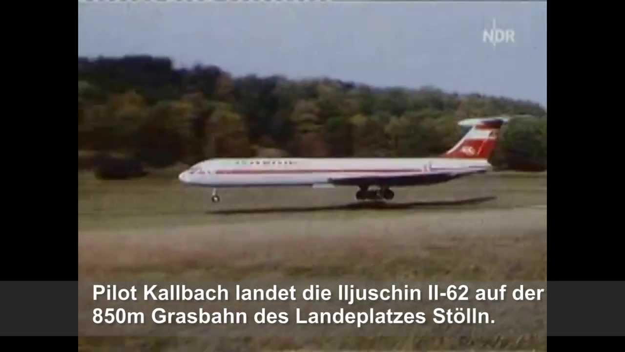 Flugplatz St&ouml;lln Rhinow, Iljuschin IL-62 Landung damals - &Uuml;berflug 2013