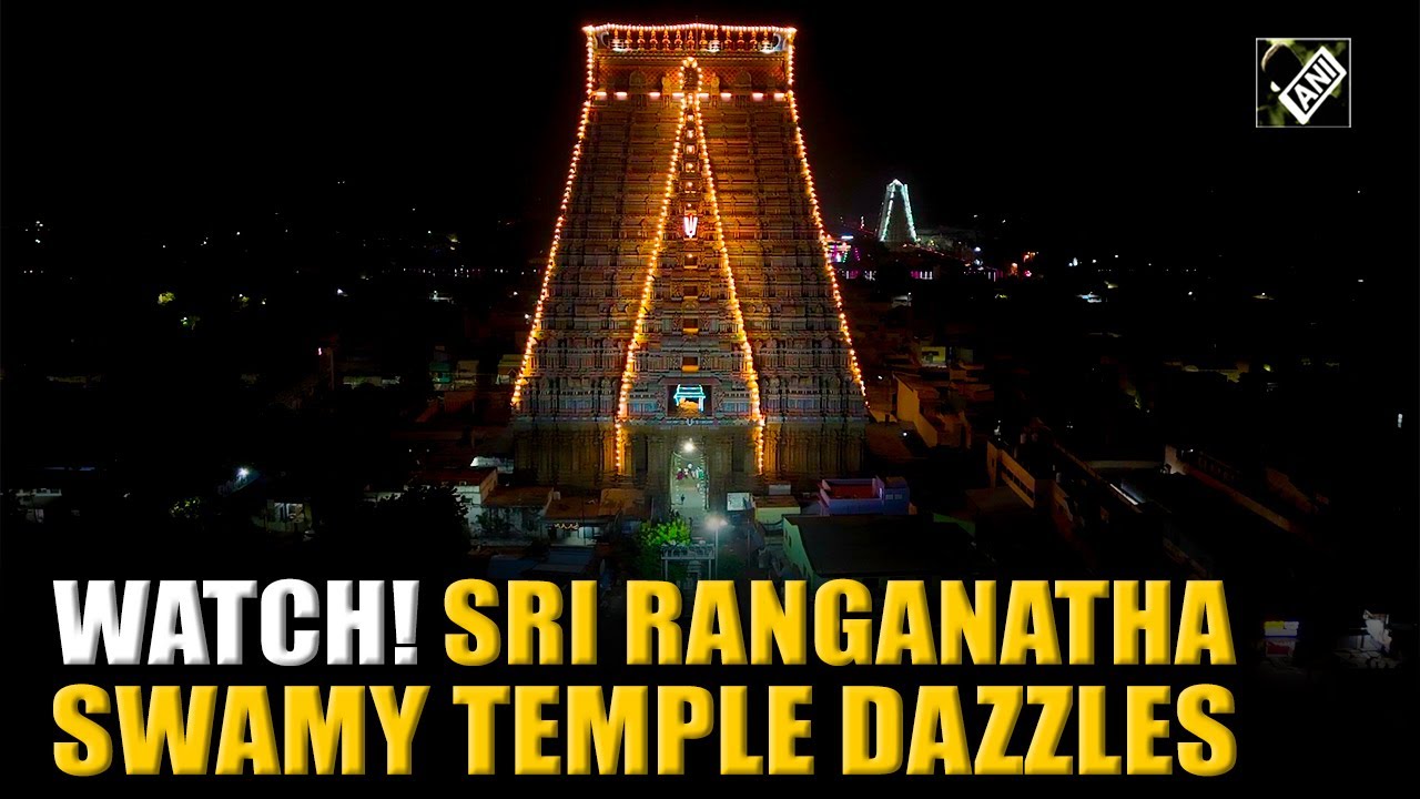 Majestic Drone footage captures decorated Sri Ranganatha Swamy Temple as Vaikuntha Ekadashi begins