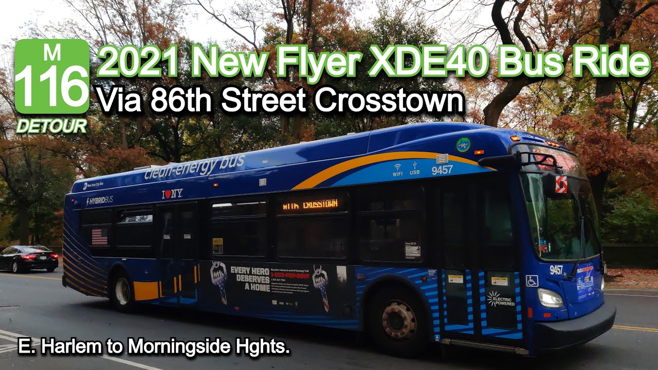 NYCT M116 Bus Ride via 86 Street Crosstown: New Flyer XDE40 9612 from E. Harlem to Morningside Hts.