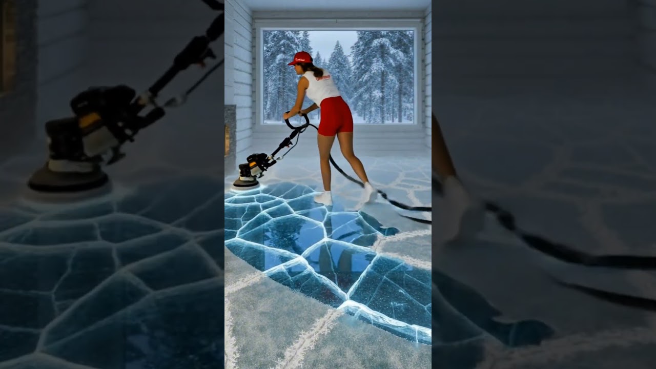 This Is NOT Ice&hellip; It&rsquo;s a Floor 🤯❄️#epoxy #satisfying