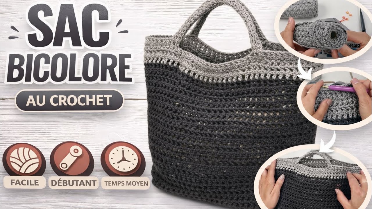 Comment faire un sac cabas au crochet, tuto en pas à pas