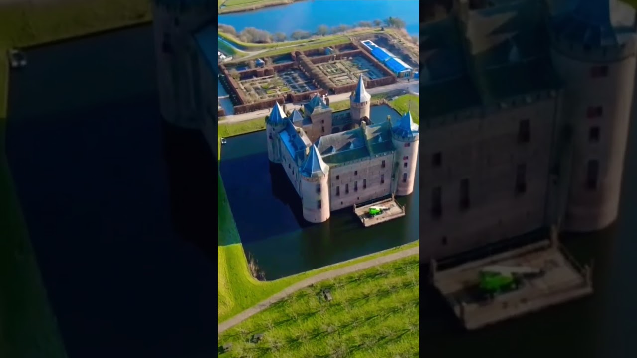 #castlephotography #castle Epic Drone Footage Over the Stunning Dutch Muiderslot Castle 🇳🇱✨