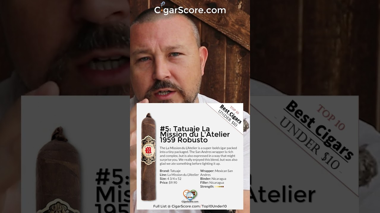 Best Cigars Under $10 (2024) - 5 Tatuaje La Mission du L'Atelier #cigar #cigars #cigarscore #shorts