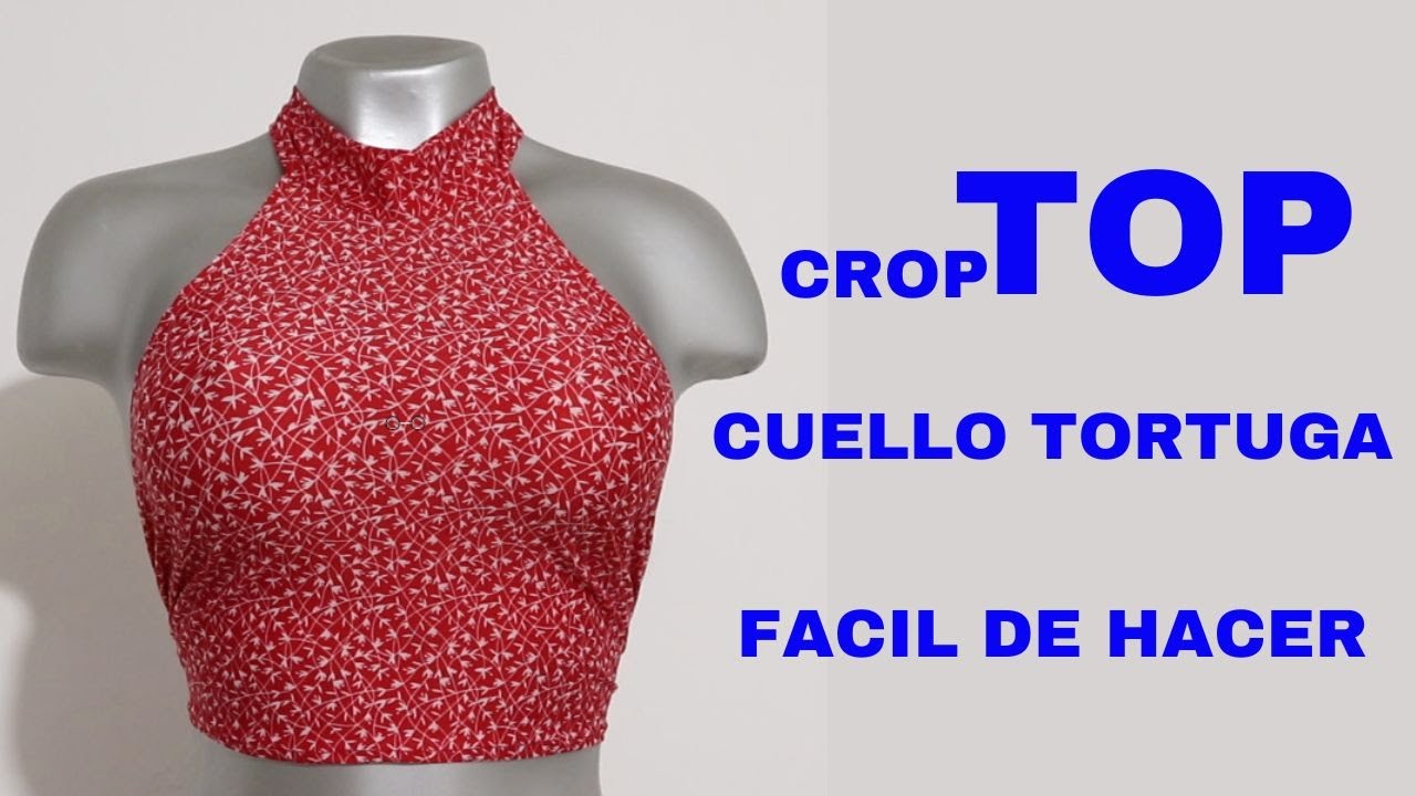 CROP TOP CUELLO  ESTILO TORTUGA ,, facil de hacer