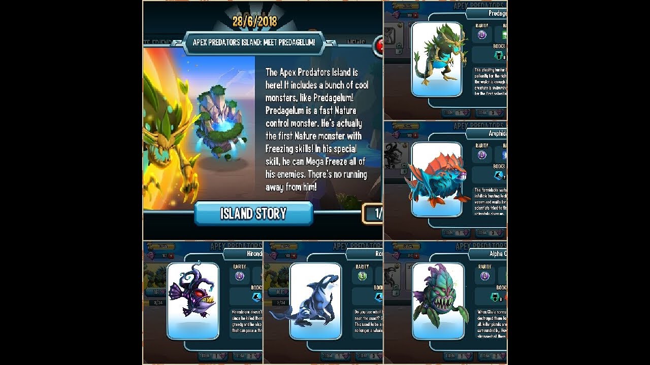 Monster Legends - Apex Predators Island - All Monsters