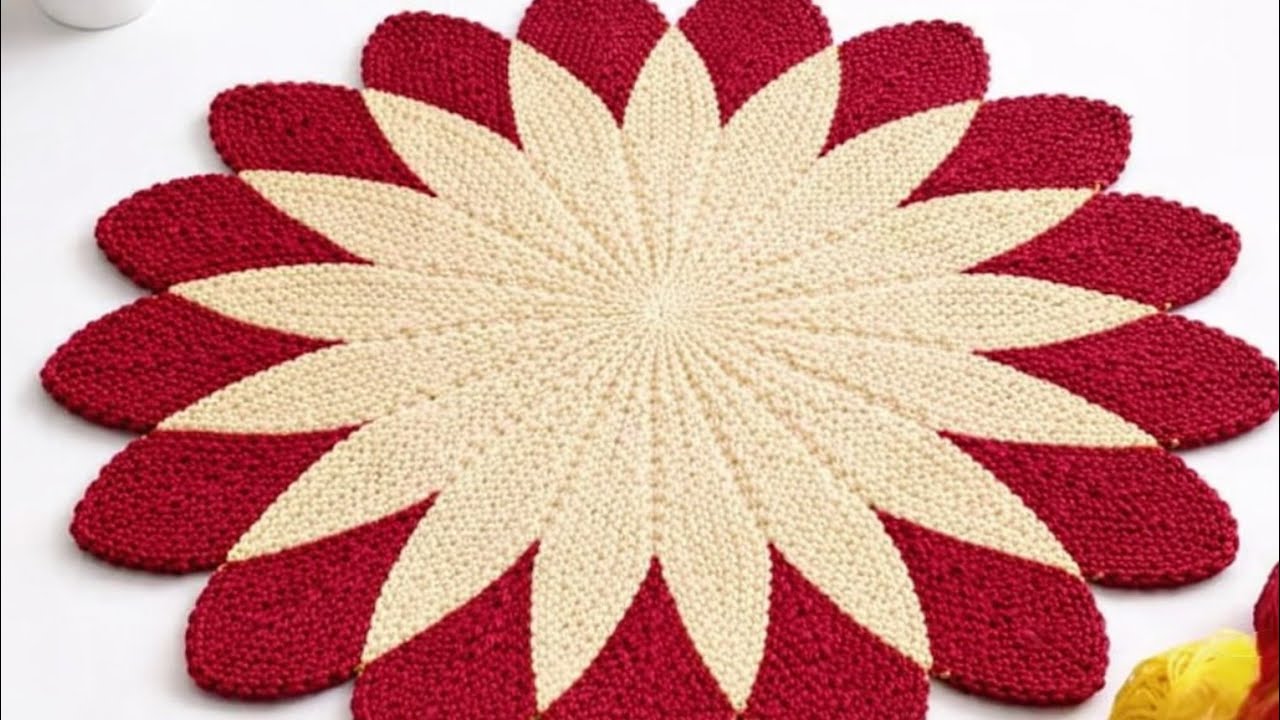 34 फंदो ं से बनाए 2 रंग का बहुत ही आसान और खूबसूरत पायदान | new doormat design thalposh