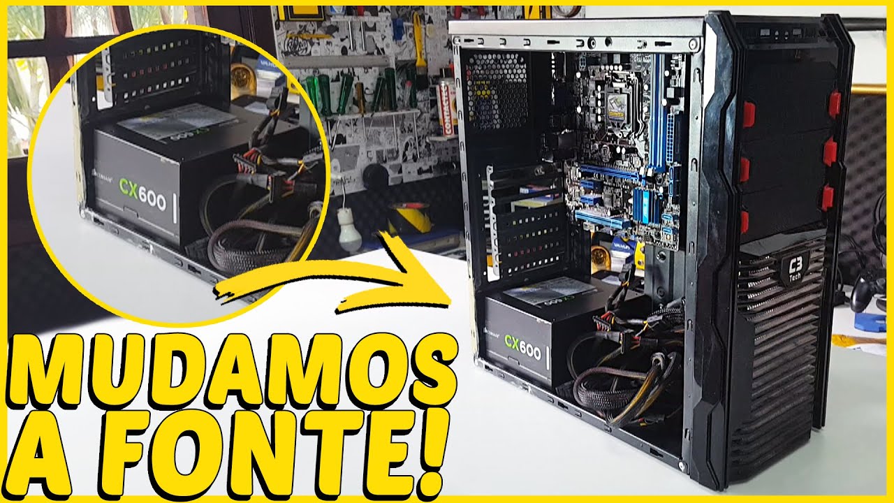 MUDANDO FONTE PARA PARTE DE BAIXO DO GABINETE (CASEMOD BUMBLEBEE #1)