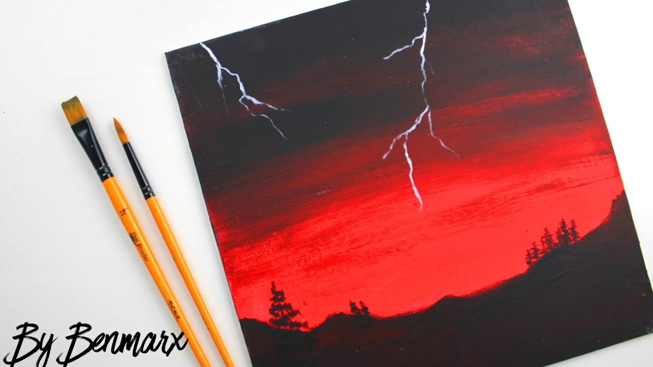 Painting Tutorials | Thunderstorm | How to Paint a Red Sky