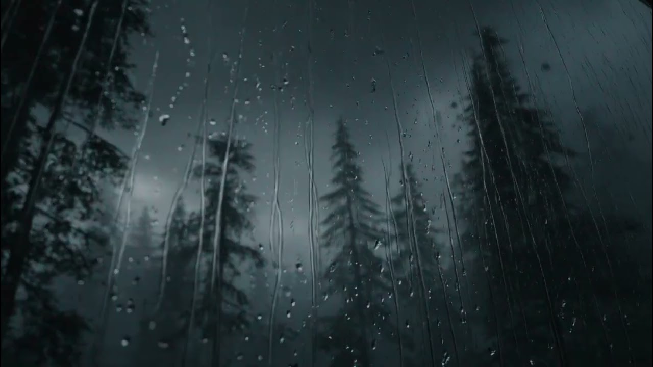 ⛈️ Heavy Rain on Window with Thunder (No Ads)— Dark Forest Night Ambience | ASMR Rain Sounds