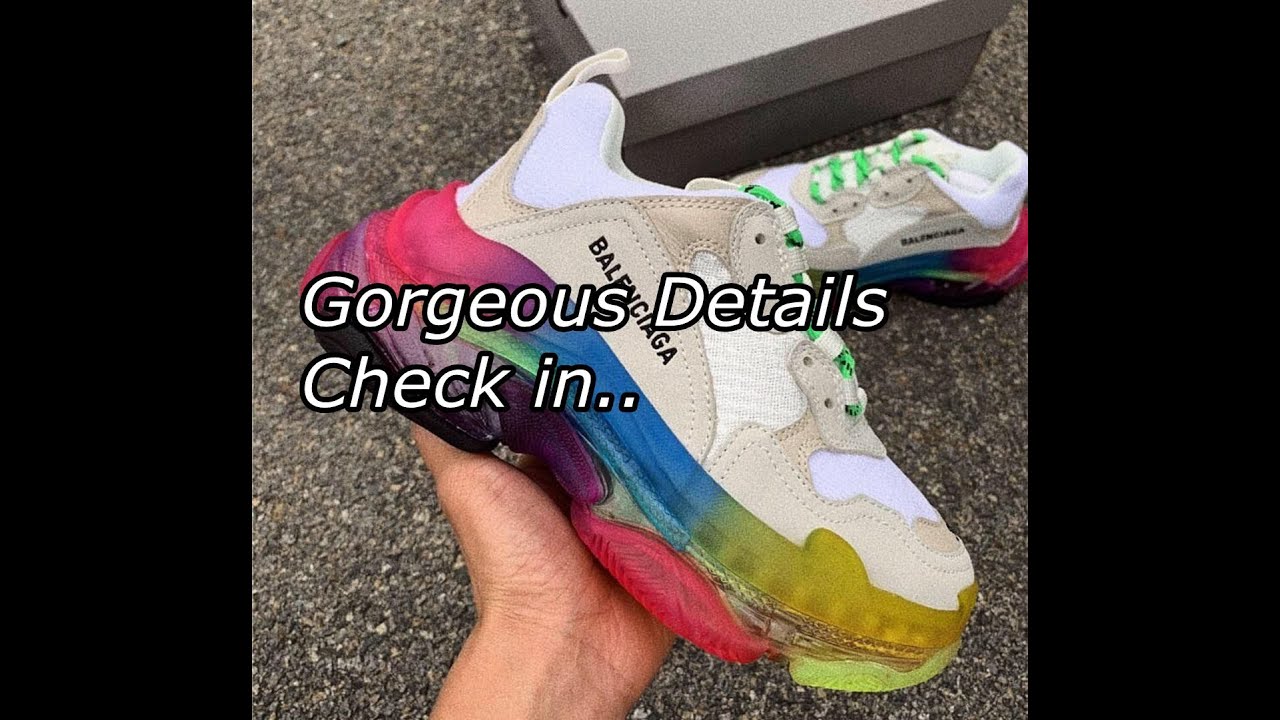 Real VS Fake Balenciaga Triple S Queen Sole Rainbow Sole