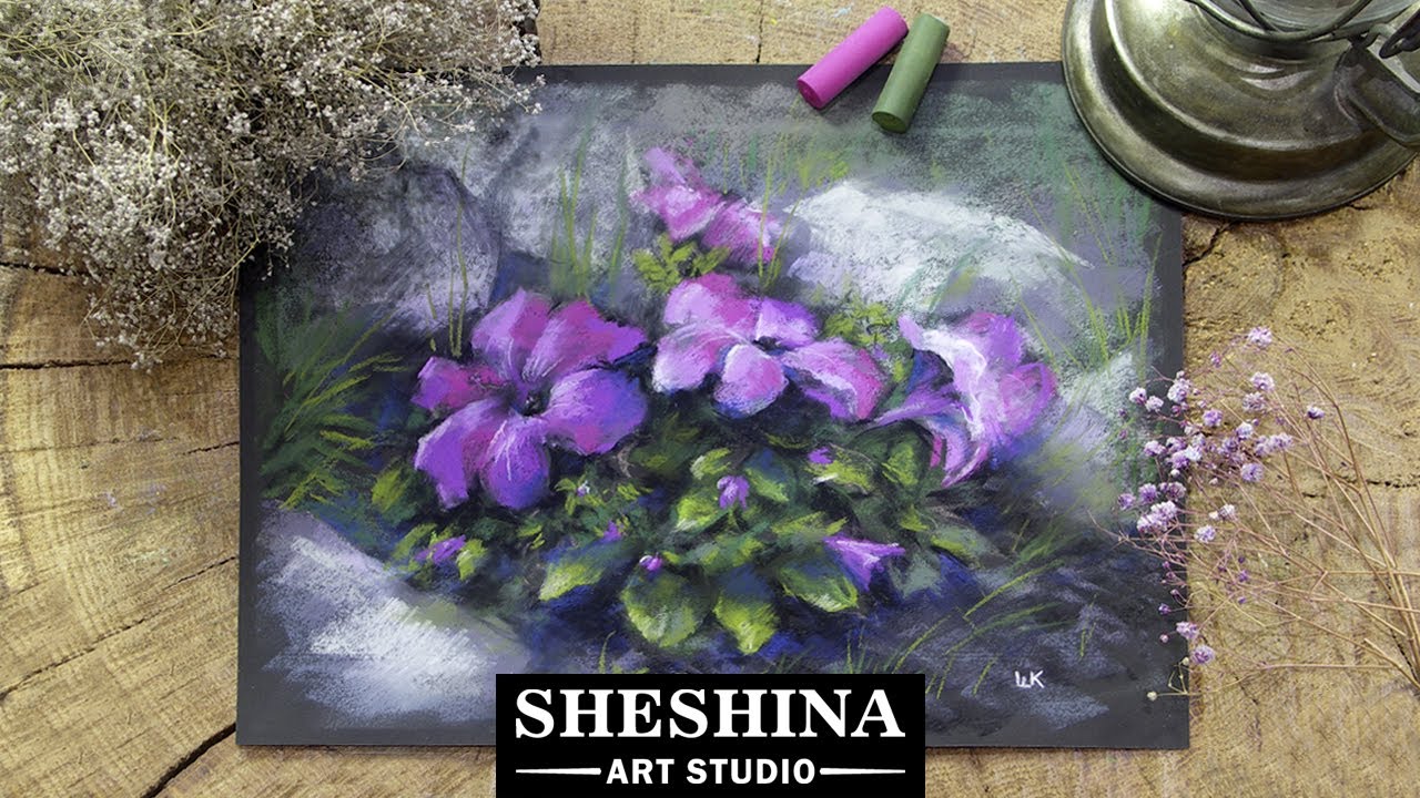 How to draw Petunia with soft pastels 🎨 Flowers