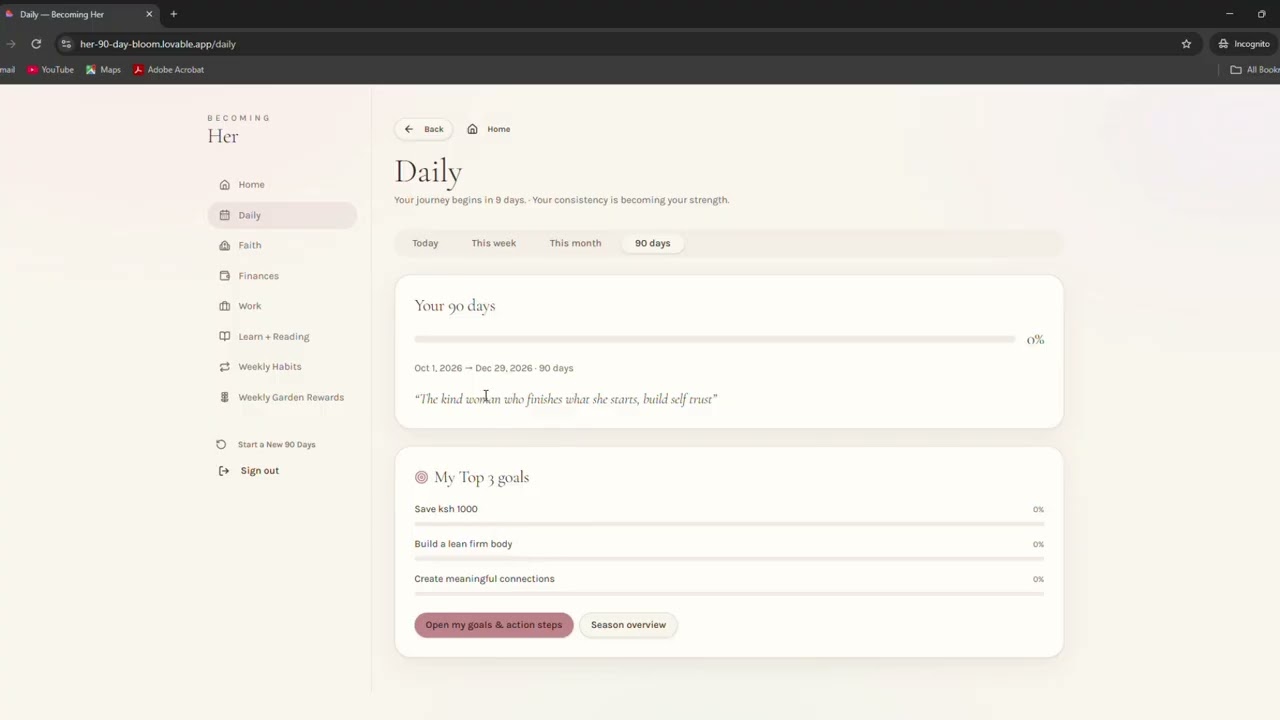 BECOMING HER Your 90 day digital planner