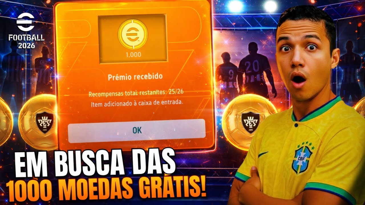 ÚLTIMA CHANCE DE GANHAR 1000 MOEDAS GRÁTIS! 😱 SERÁ QUE DEU CERTO? | eFOOTBALL 2026