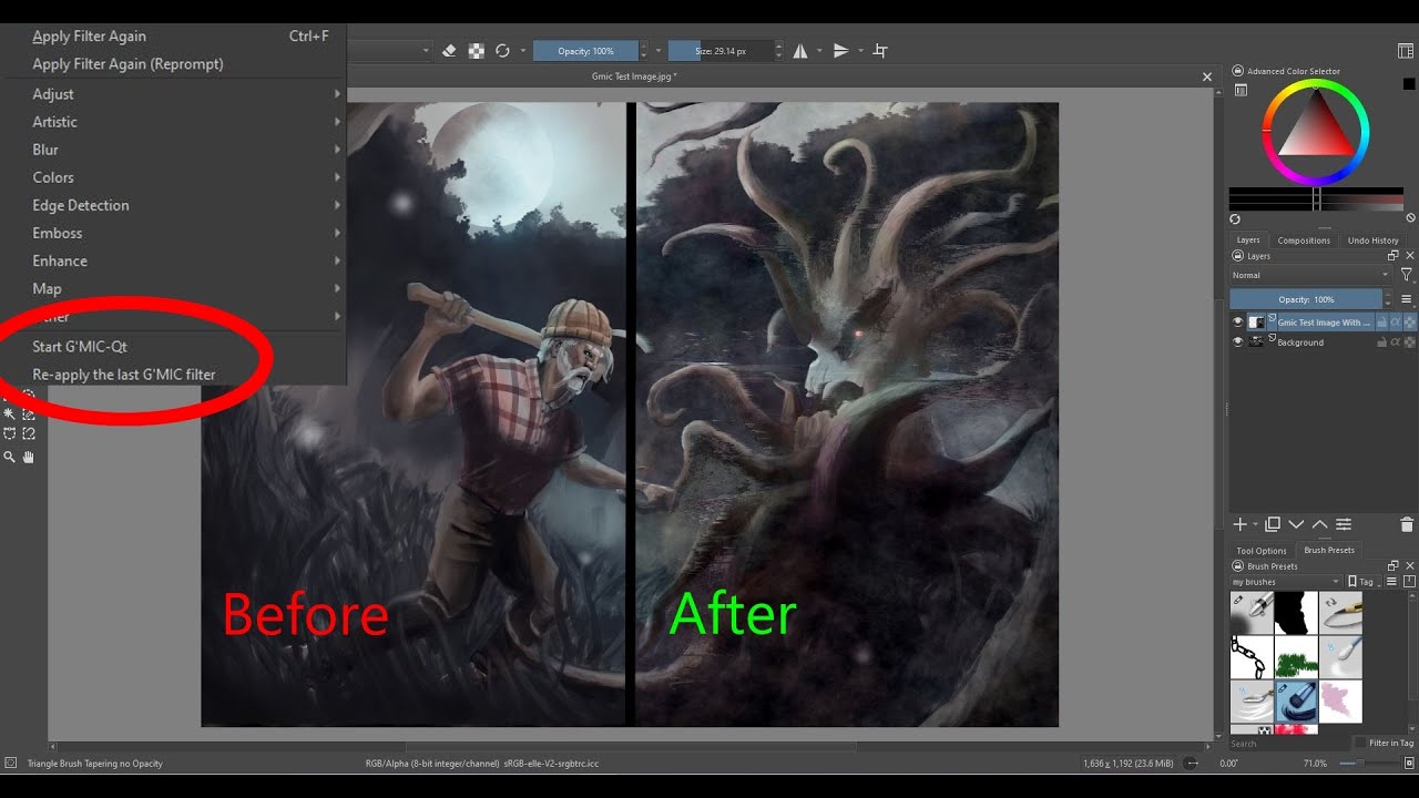 Using G'MIC Filters in Krita