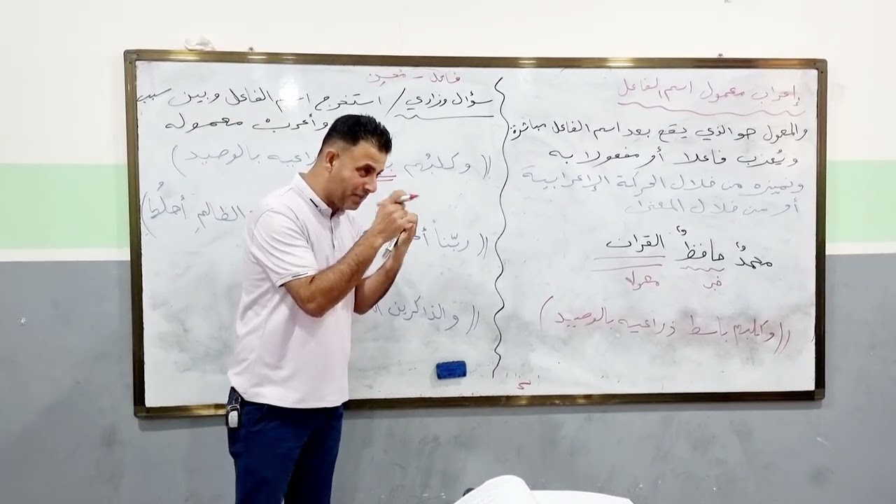 إعراب معمول اسم الفاعل للصف الثالث المتوسط  الأستاذ حيدر الموسوي