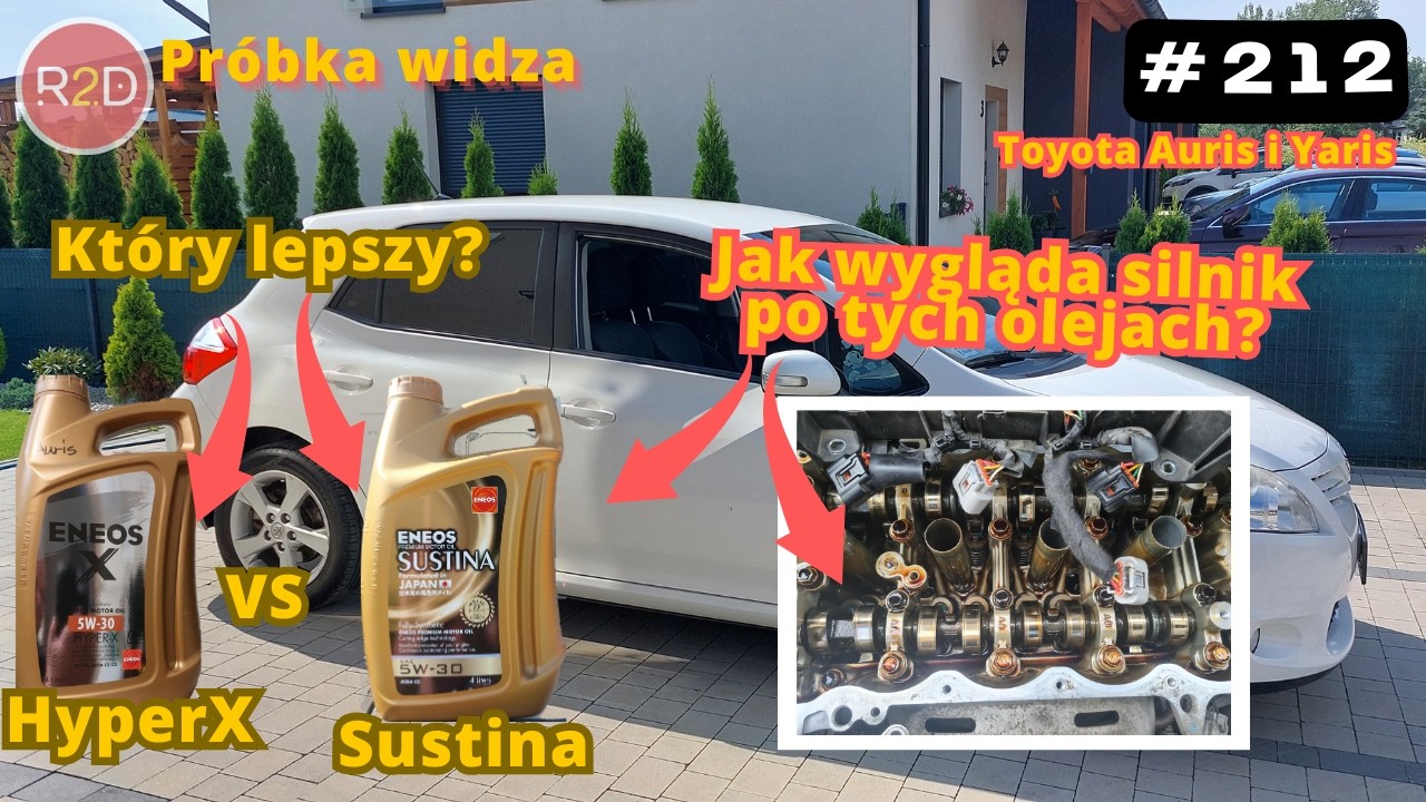 Dynamika vs zamulanie, dwa etapy, olej Sustina vs Hyper X, Auris i Yaris, Eneos, 5W30 #212