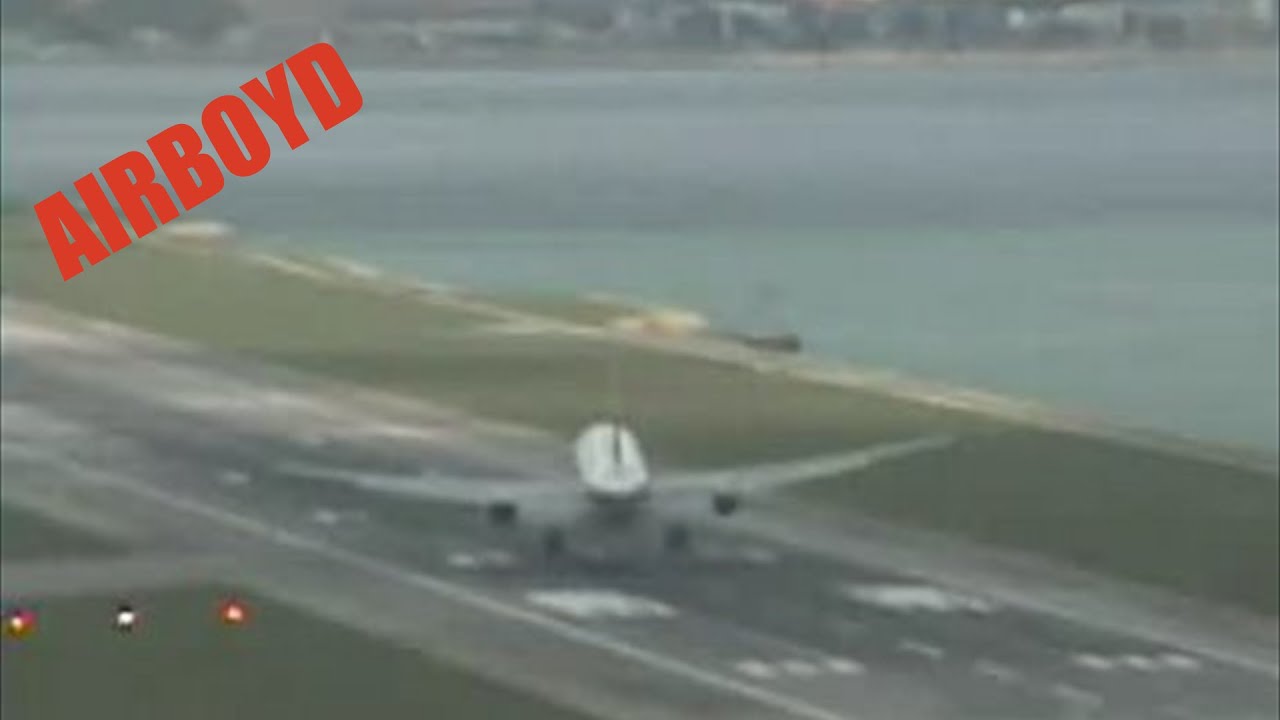 Thai Airways 777 Crosswind Landing Kai Tak (1998)