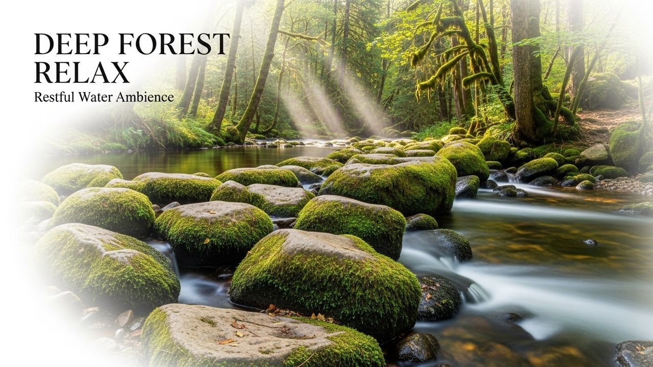 Gentle Forest Ambience with Gentle River Flow for Study Meditation Inner Peace and Stress Relief