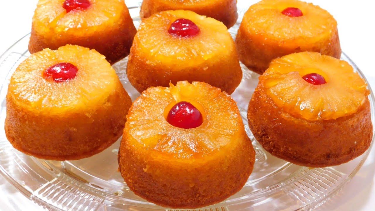 MINI VOLTEADO DE PIÑA DELICIOSO PARA MESA DE POSTRE