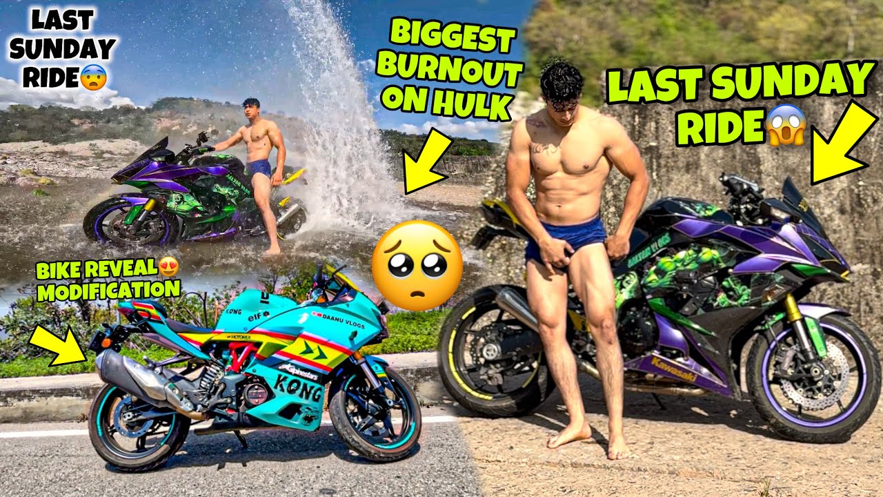 My Last🥺 Sundayy Ride on Hulk |😨 Biggest Burnout on Hulk | Last Vlog ?| Sunday Ride😍!  Ninja .h2r