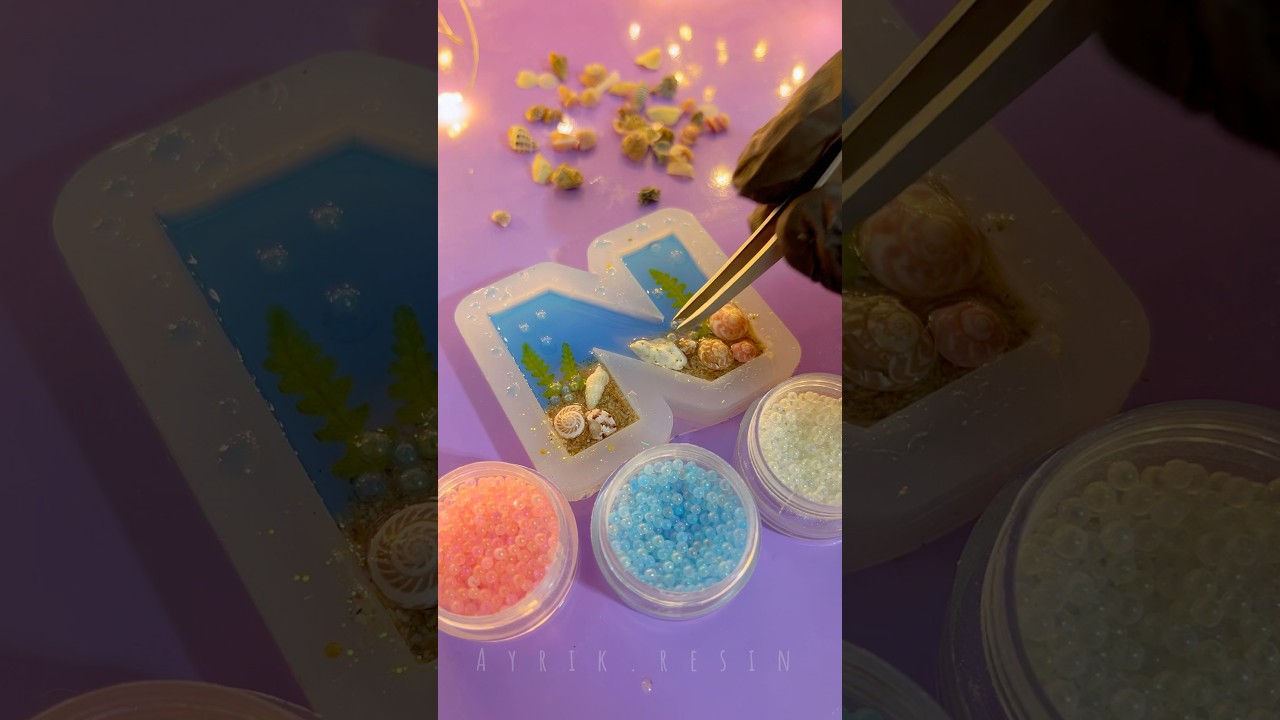 Make a Stunning Ocean 🫧 Inspired Resin Keychain 🌊🐚 Letter &lsquo;N&rsquo; with Seashells!