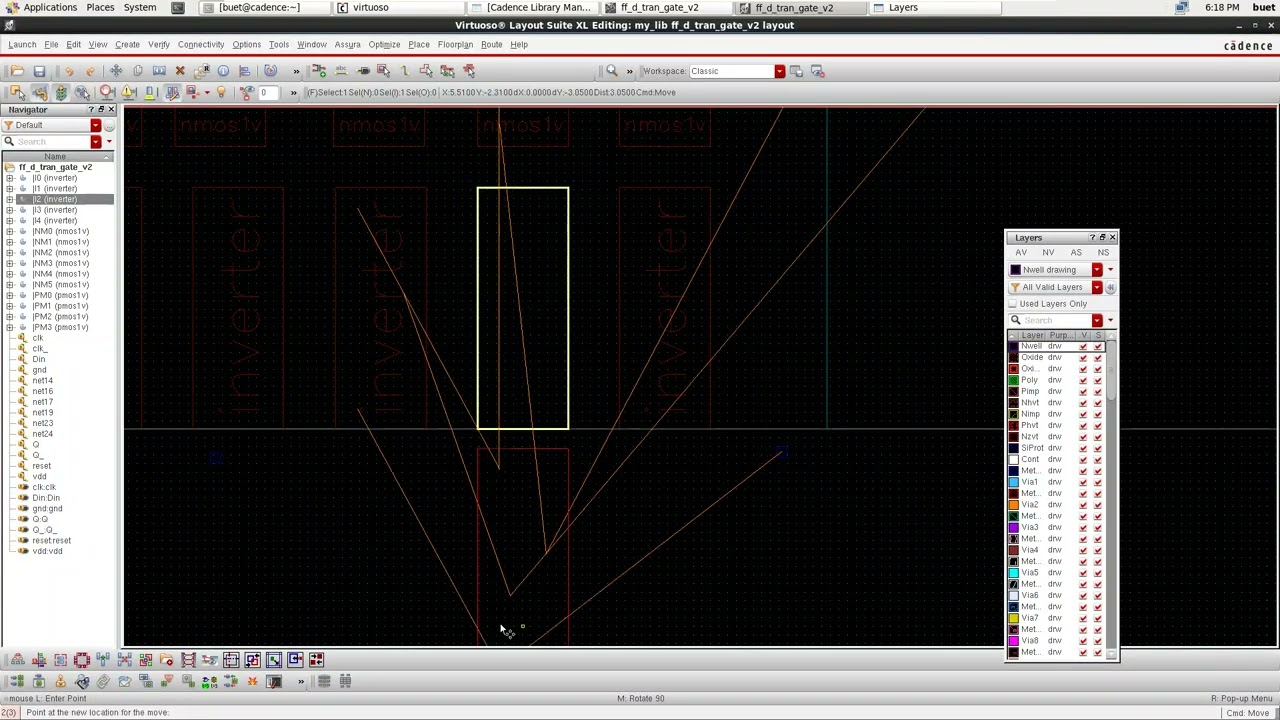 flip flop D using transmission gate (layout)