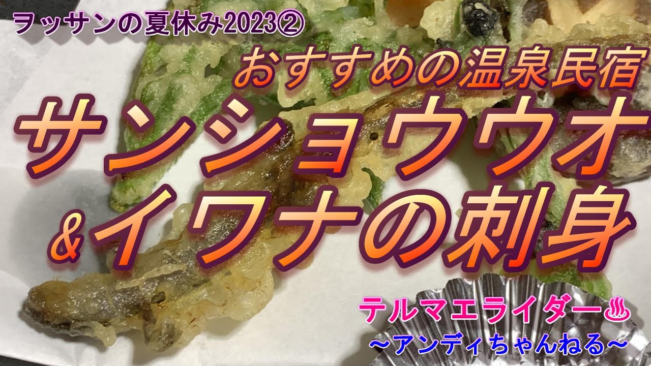 【夏旅】　福島県桧枝岐村の温泉民宿に泊まってサンショウウオの天ぷらと絶品イワナの刺身を味わいます　会津の地酒　花泉　桧枝岐温泉　御宿ひのき屋　二食付8500円　ヲッサンの夏休み2023 ②