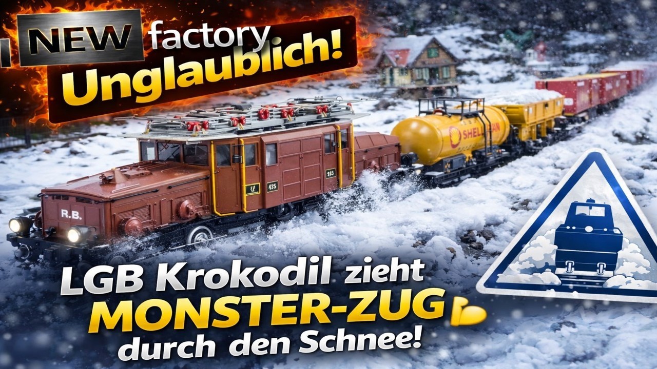 Unglaublich! LGB Krokodil zieht Monster-Zug durch den Schnee