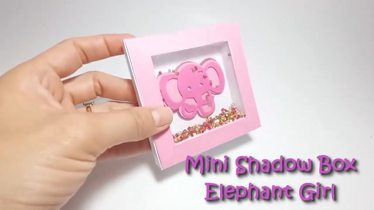 Mini Shadow Box Elephant Girl Template Baby Shower  Cricut Cutting SVG File Gift Box Silohuette