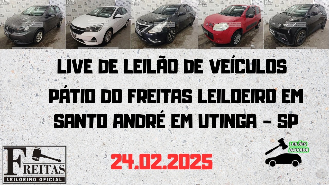 LIVE DE LEILÃO DE VEÍCULOS NO PÁTIO DA FREITAS LEILOEIRO  DIA 24.02.2026