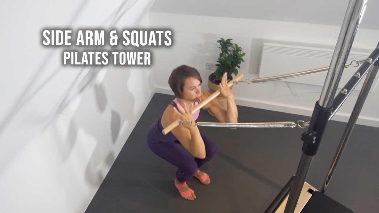 Приседания и боковые движения — турник Pilates Tower Roll Down