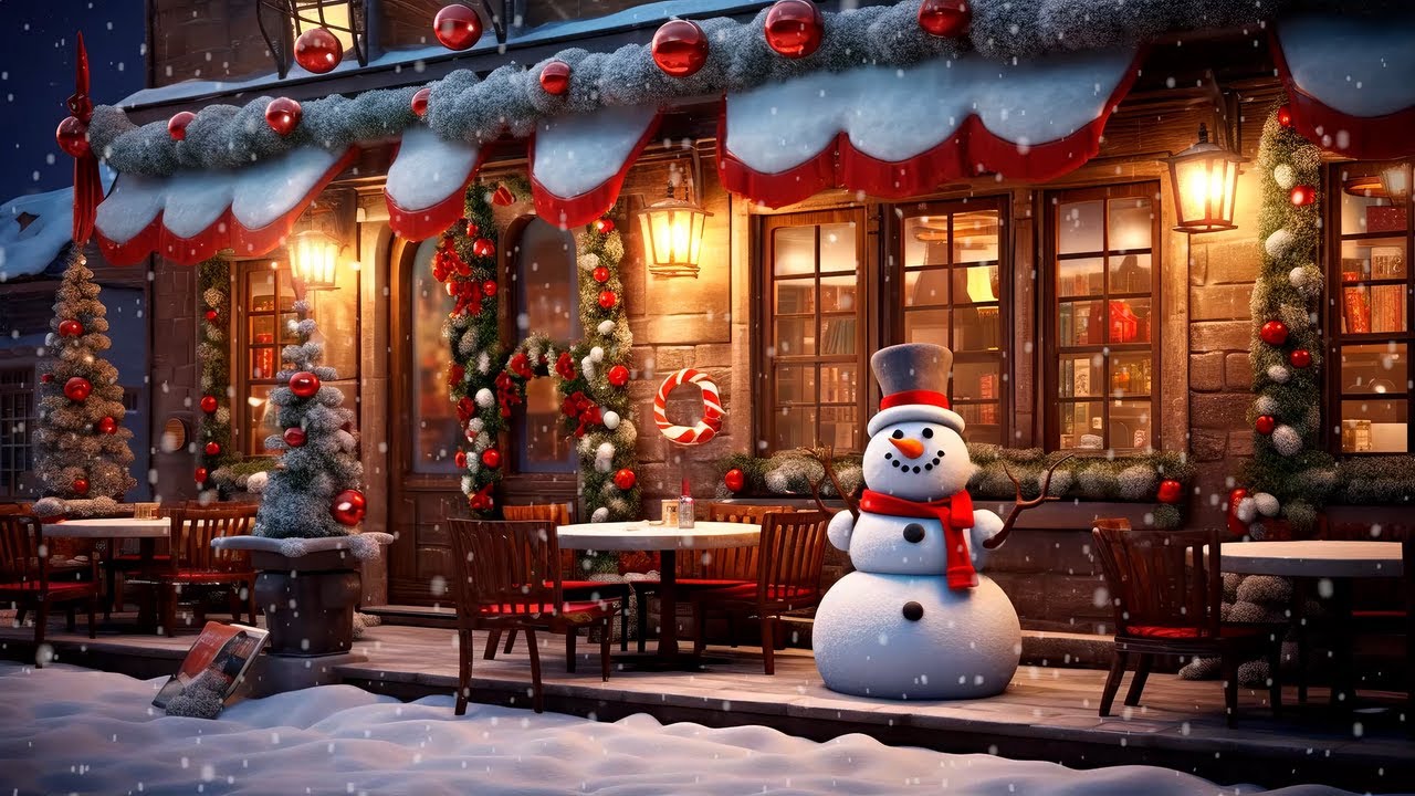 Countdown to Cozy Winter Nights | Christmas Jazz Music at Coffee Shop Ambience with Sweet Snowfall
