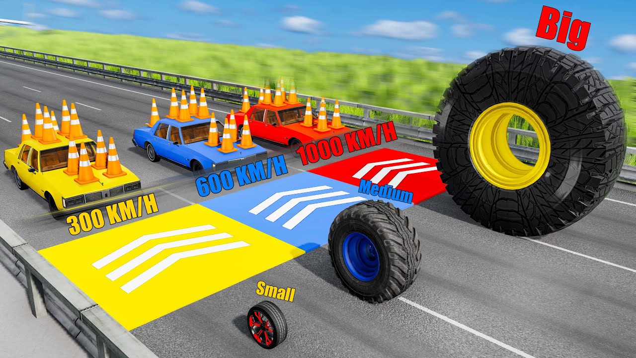 Wheels vs Speed Boost Platforms – 300, 600, 1000 km/h - Beamng drive