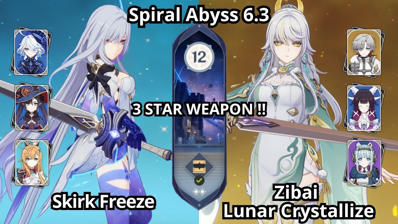 C0 Skirk Freeze & C0 Zibai Lunar Crystallize - Spiral Abyss Floor 12 Genshin Impact 6.3
