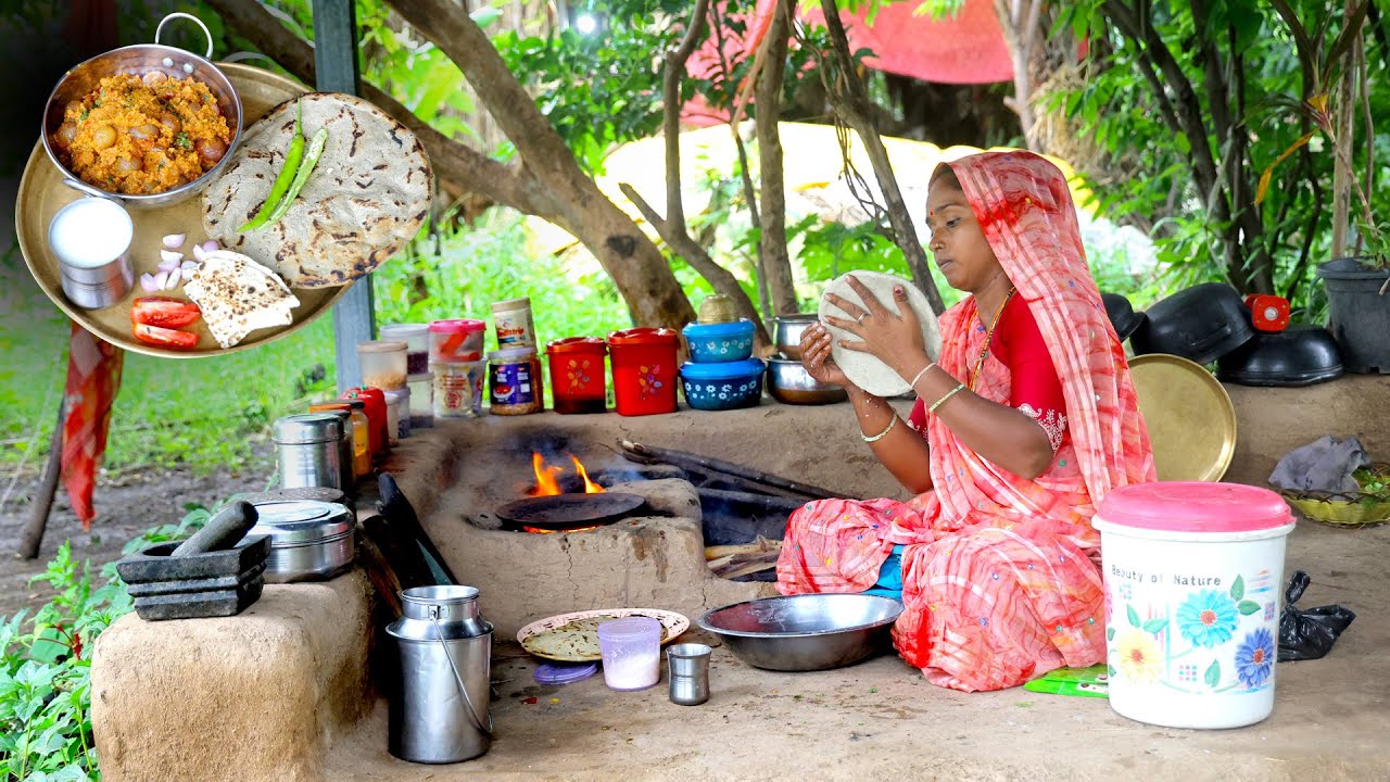 Homemade Traditional Village Food |  Akhi Dungari Nu Shaak | Rainy Season Food