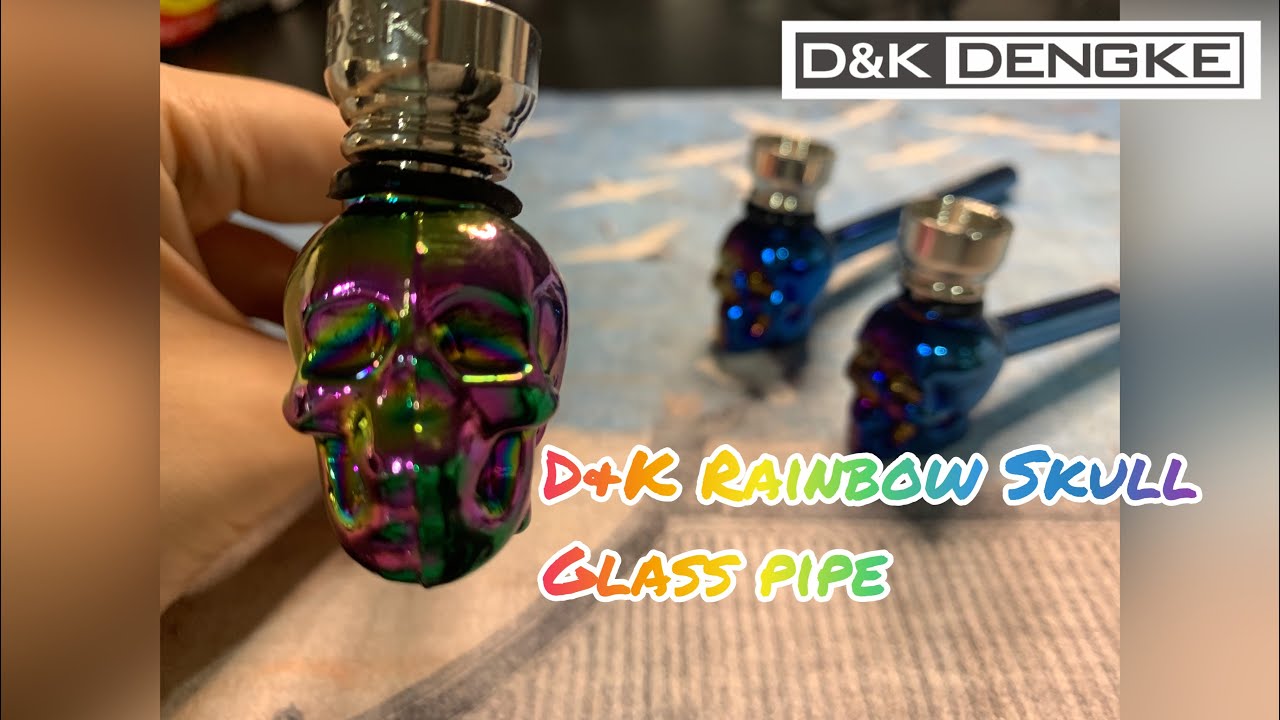【D&K Dengke】D&K anodized rainbow skull smoking glass pipe DK8441