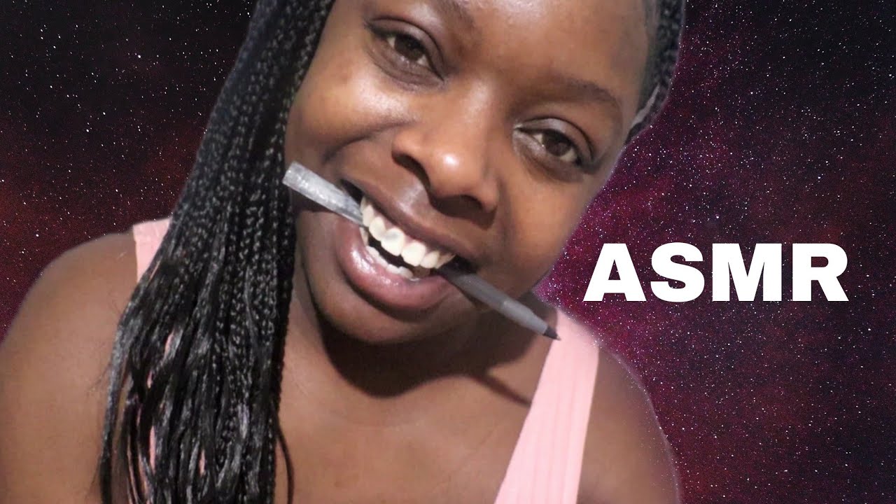 asmr chewing on pen top NO TALKING