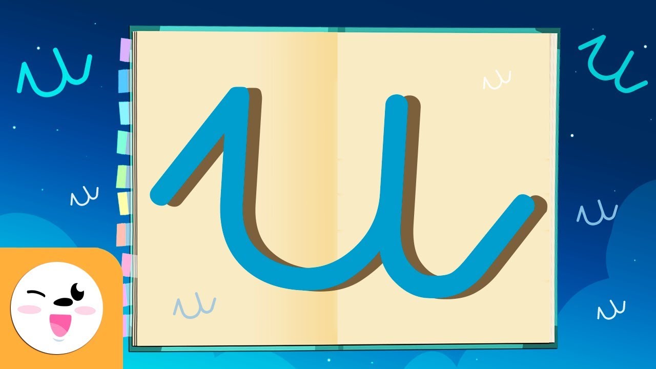 Letra U con caligraf&iacute;a enlazada - El abecedario para ni&ntilde;os