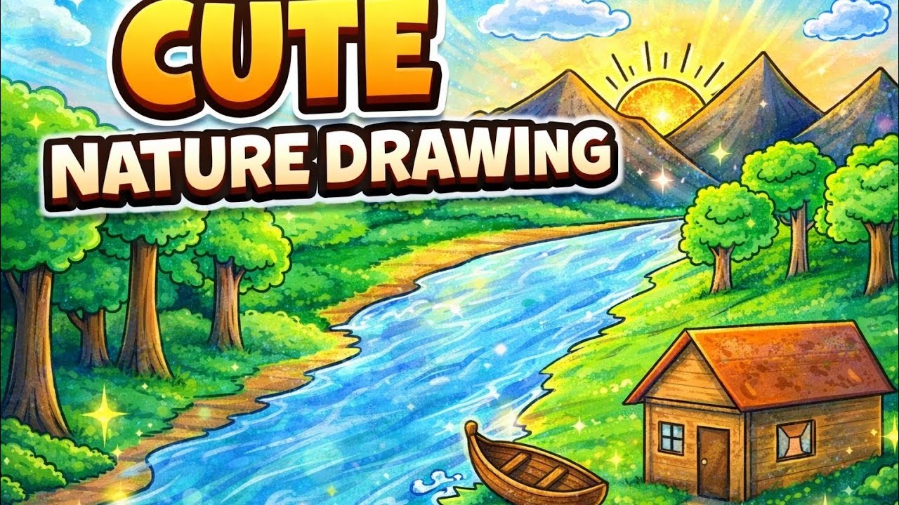 Easy Nature Scenery Drawing for Beginners 🌄 | Step-by-step Drawing Tutorial 