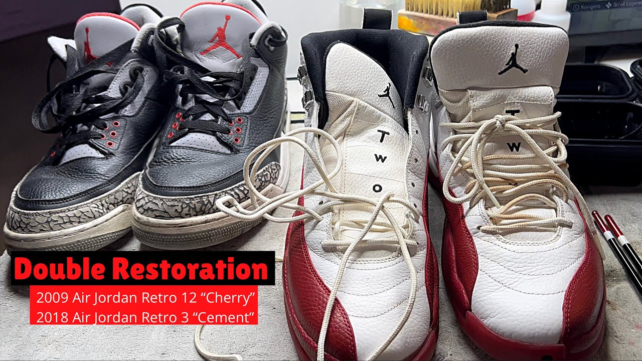 Double Restoration of Jordan Retro 12 “Cherry” & Retro 3 “Cement”