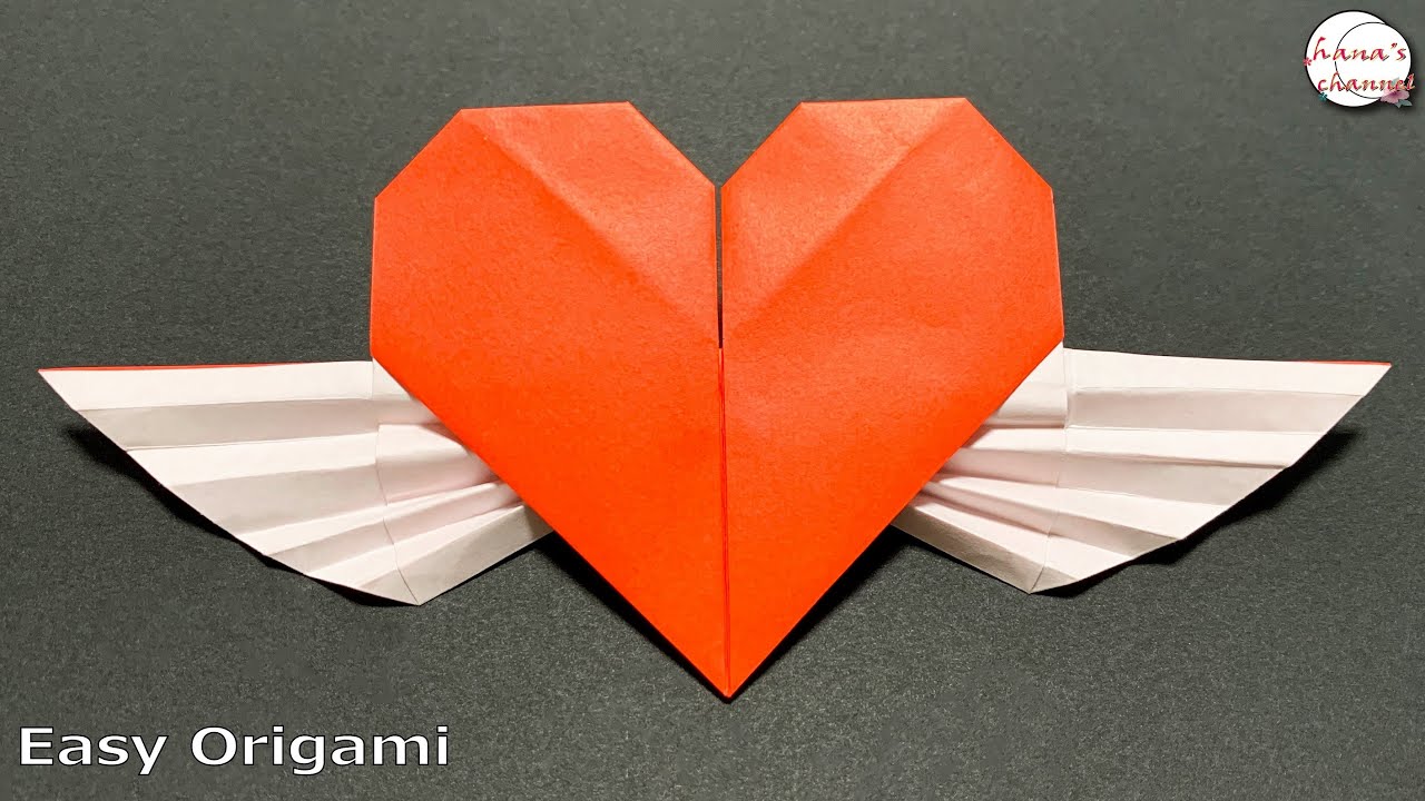 【簡単折り紙】羽根つきハート💖How to make Winged Heart#날개#하트#有翼之心#バレンタイン#Valentin#하트#情人节#heart#爱#折り方#おりがみ#origami