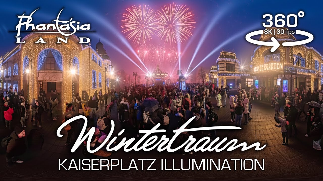 360&deg; Phantasialand Kaiserplatz 🎇 BEST LIGHT SHOW & Illumination in 8K VR ❄️ Wintertraum 2025