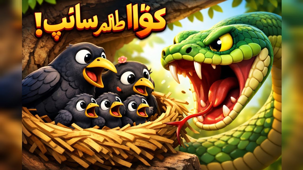 کوا اور ظلم سانپ|ظالم سانپ گھونسلے پر حملہ! 😱 کوا اپنے بچوں کو کیسے بچائے گا؟ | Moral Story