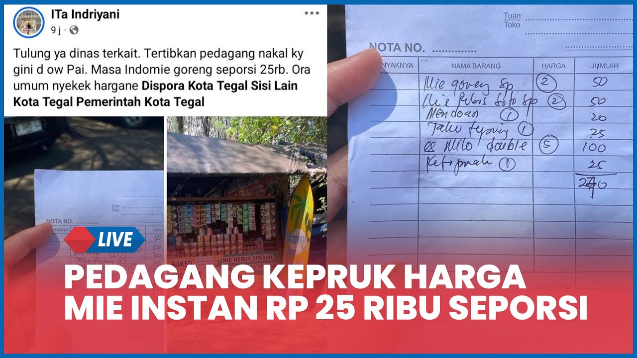 🔵Disporapar Tegur Pedagang Pantai Alam Indah Tegal Kepruk Harga Mie Instan Rp 25 Ribu Seporsi Viral