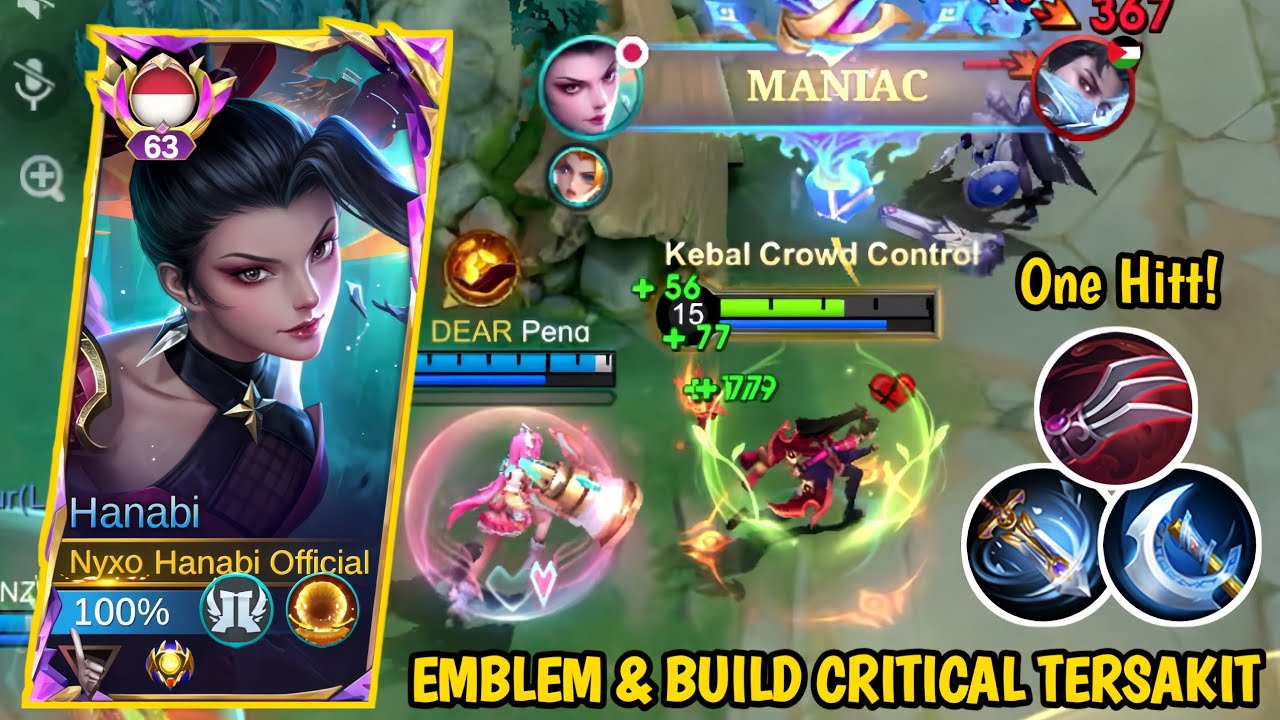 MANIAC! HANABI NEW EMBLEM & BUILD CRITICAL TERSAKIT 2025 - DAMAGENYA GAK NGOTAK! MLBB