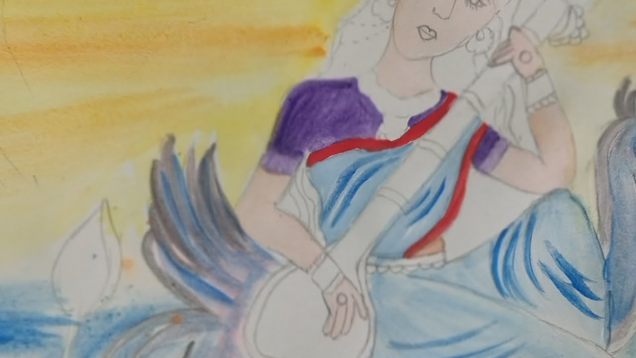 Basant panchmi drawing #watercolour#sangetaaojha#easy#art#diy